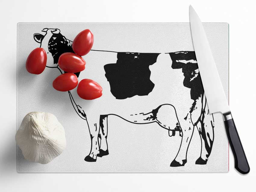 Cow Black And White Glass Chopping Board