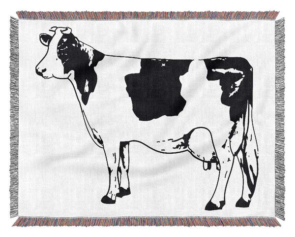 Cow Black And White Woven Blanket