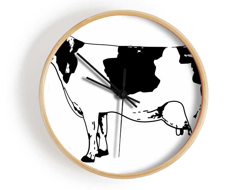 Cow Black And White Clock - Wallart-Direct UK