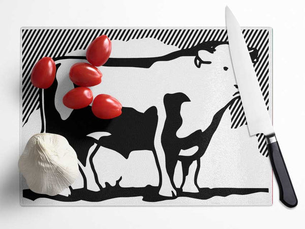 Cow B n W Glass Chopping Board