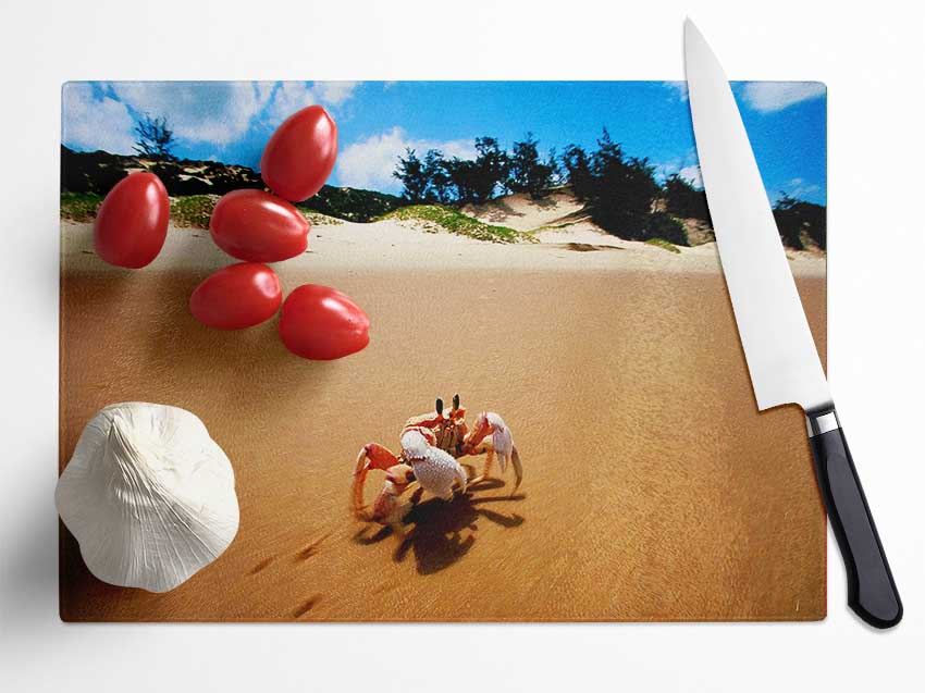 Crab Paradise Glass Chopping Board