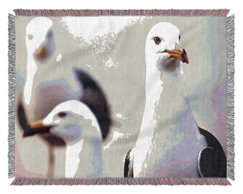 Curious Seagull Woven Blanket