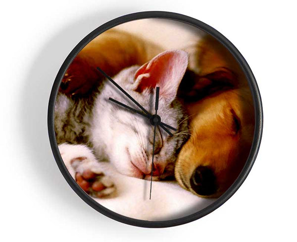 Cute Kitten And Puppy Clock - Wallart-Direct UK