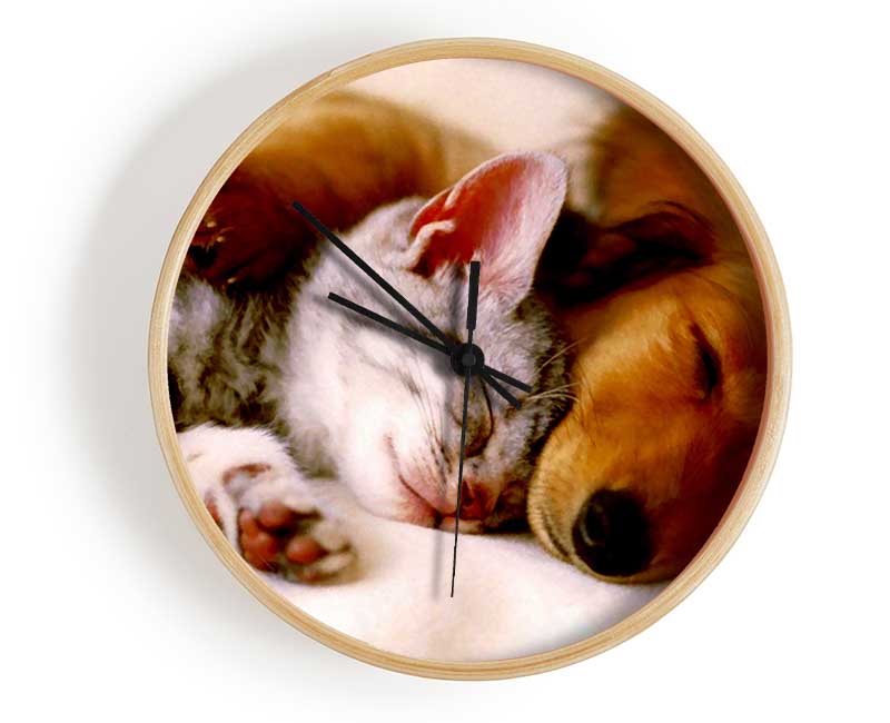 Cute Kitten And Puppy Clock - Wallart-Direct UK