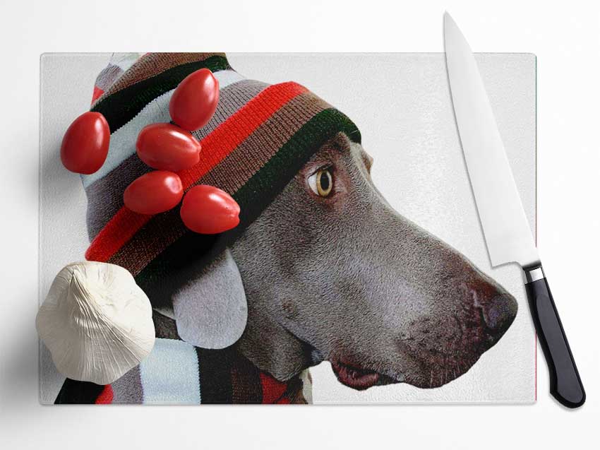 Dog Funny Hat Glass Chopping Board