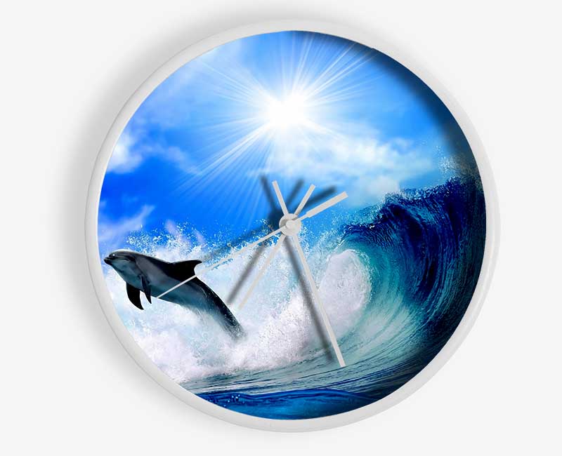 Dolphin Jumping In The Sea Clock - Wallart-Direct UK