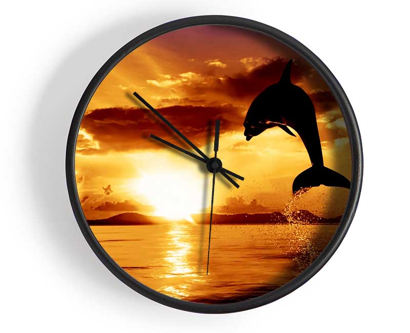 Dolphin Sunset Clock - Wallart-Direct UK