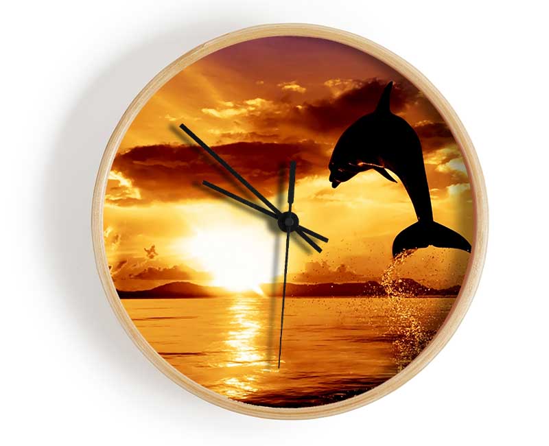 Dolphin Sunset Clock - Wallart-Direct UK