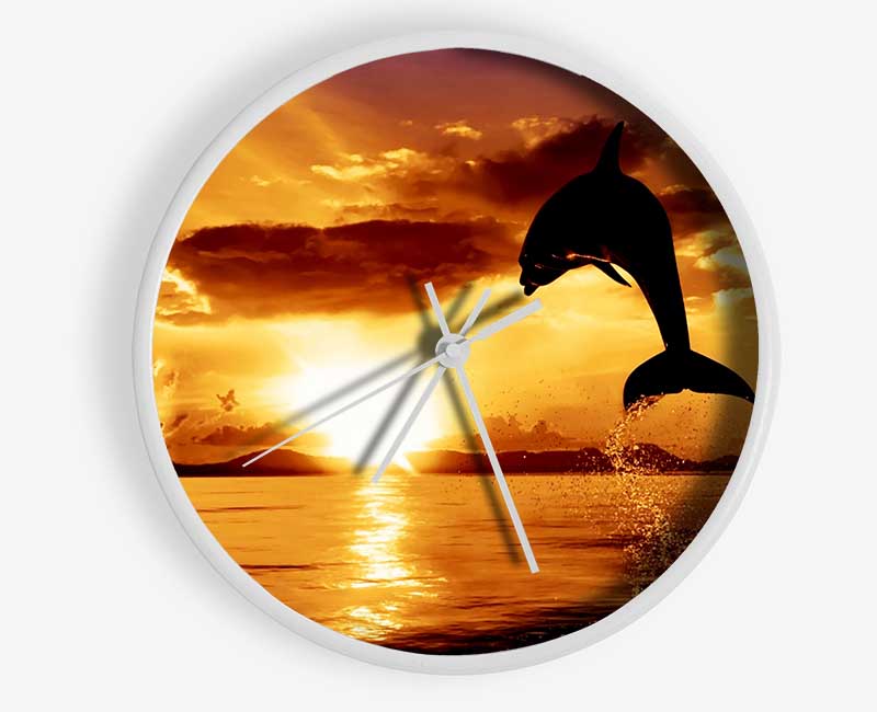 Dolphin Sunset Clock - Wallart-Direct UK