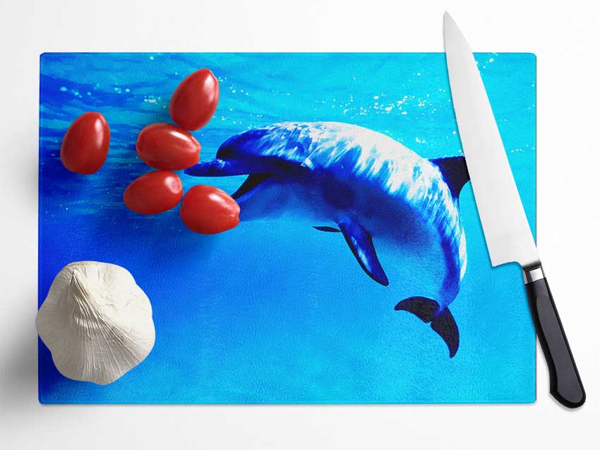 Dolphin Talk Glass Chopping Board