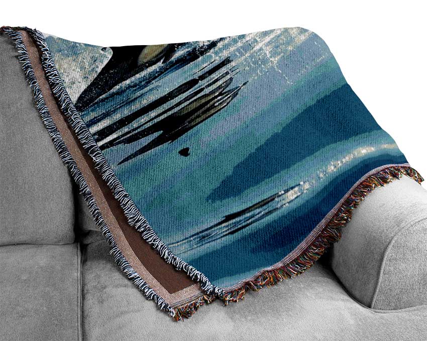 Dolphins In The Sea Woven Blanket