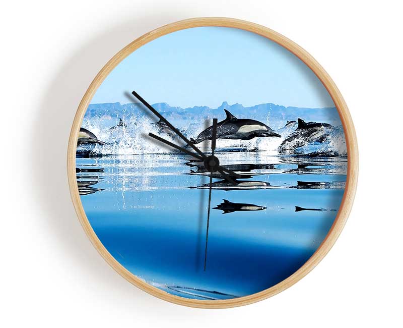 Dolphins In The Sea Clock - Wallart-Direct UK