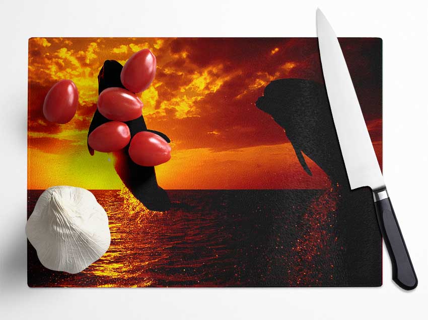 Dolphins Sunglow Glass Chopping Board