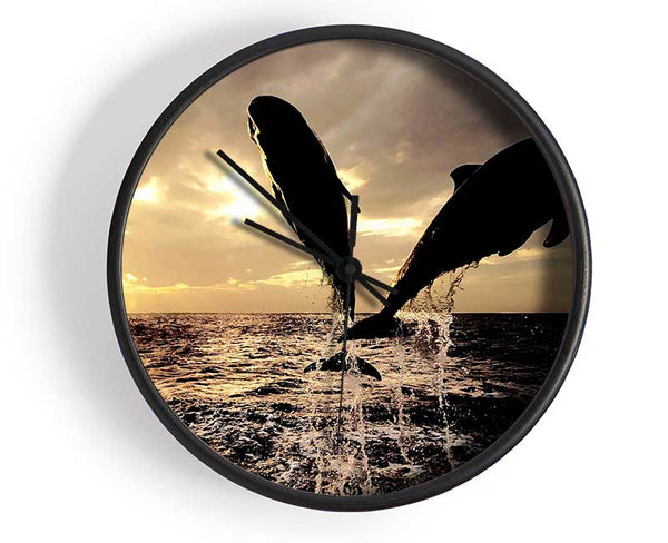 Double Dolphin Jump Clock - Wallart-Direct UK