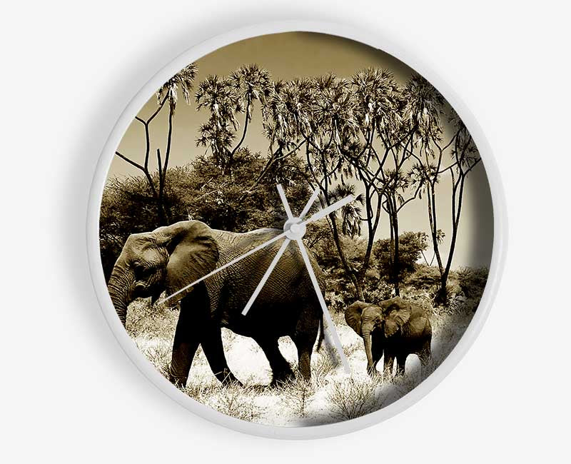 Elephant Family Clock - Wallart-Direct UK