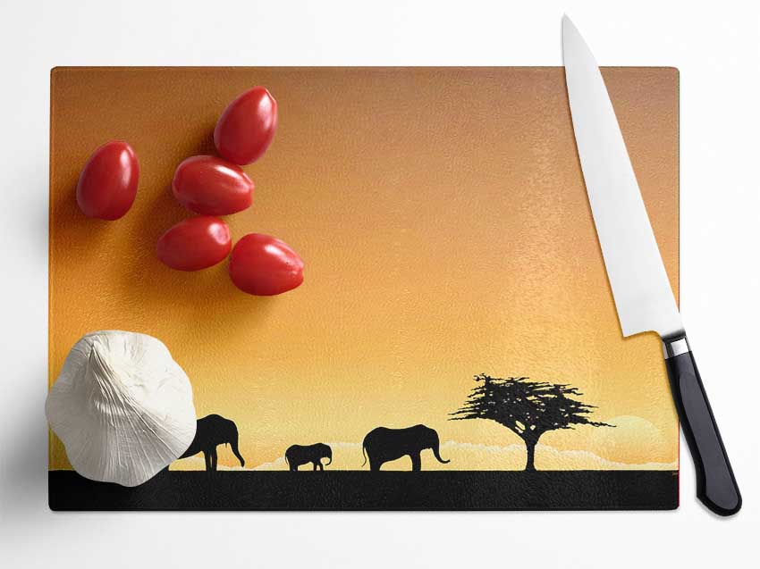 Elephant Paradise Glass Chopping Board