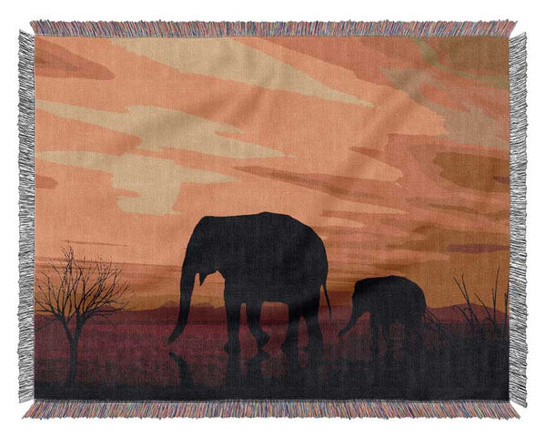 Elephant Safari Desert Woven Blanket