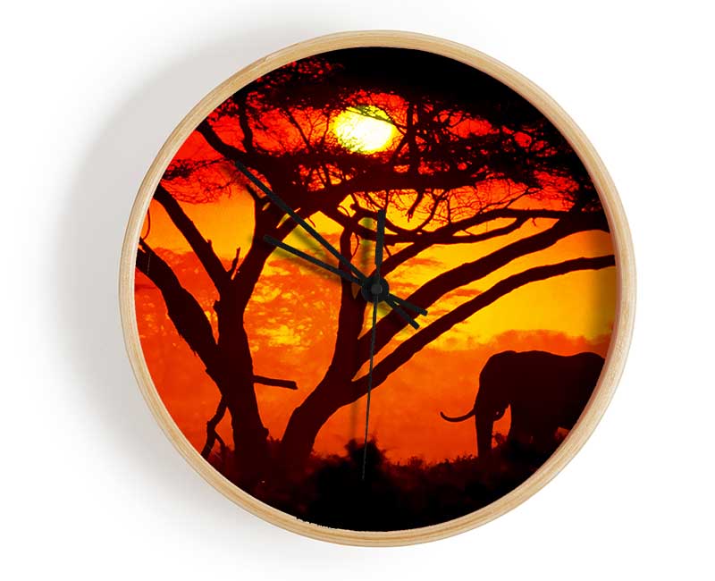 Elephant Safari Sunrise Clock - Wallart-Direct UK