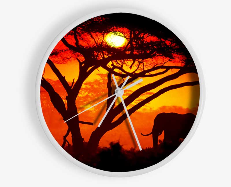 Elephant Safari Sunrise Clock - Wallart-Direct UK