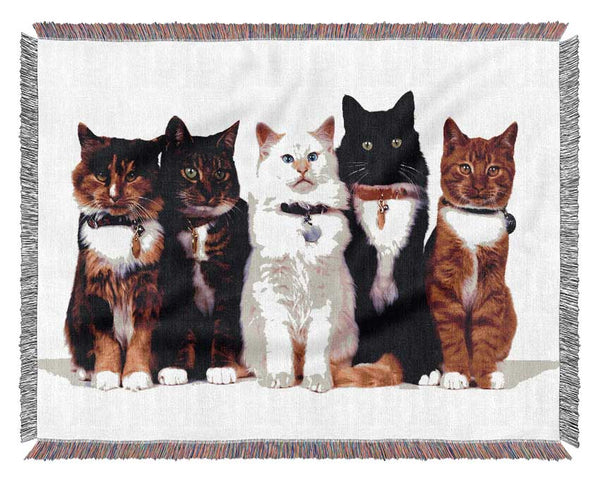 Family Of Cats Woven Blanket