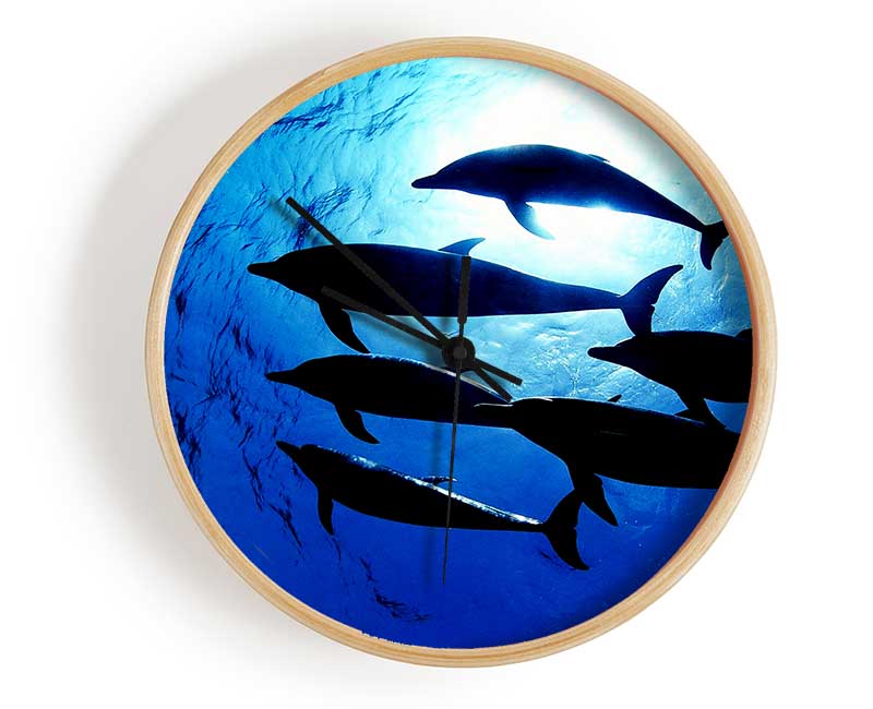 Family Of Dolphins Clock - Wallart-Direct UK