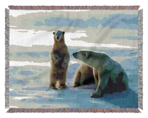 Family Of Polar Bears Woven Blanket