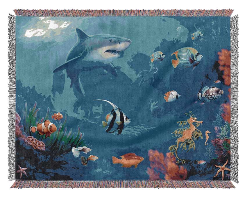 Fish Swirl Ocean Woven Blanket