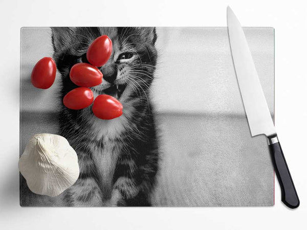 Funny Kitten Glass Chopping Board