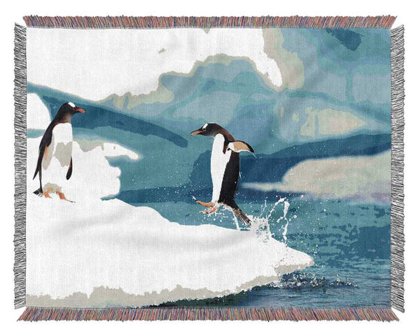 Gentoo Penguins Antarctica Woven Blanket