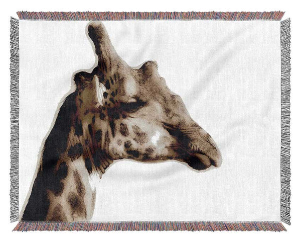 Giraffe Head Stare Woven Blanket