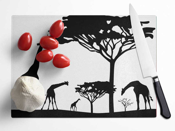 Giraffe Silhouette Glass Chopping Board