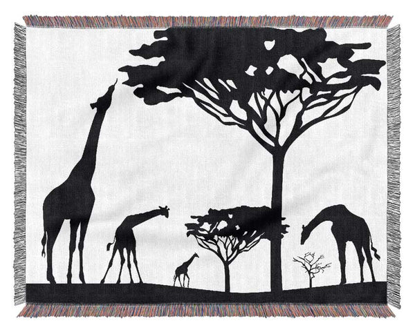 Giraffe Silhouette Woven Blanket