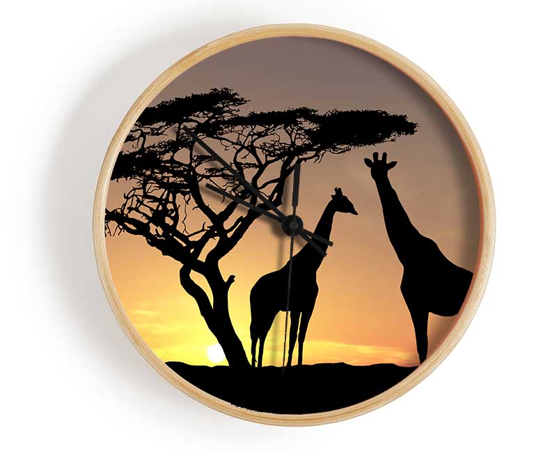 Giraffes At Sunset Clock - Wallart-Direct UK