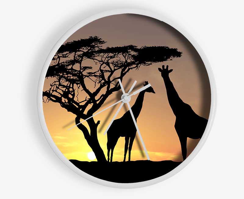 Giraffes At Sunset Clock - Wallart-Direct UK