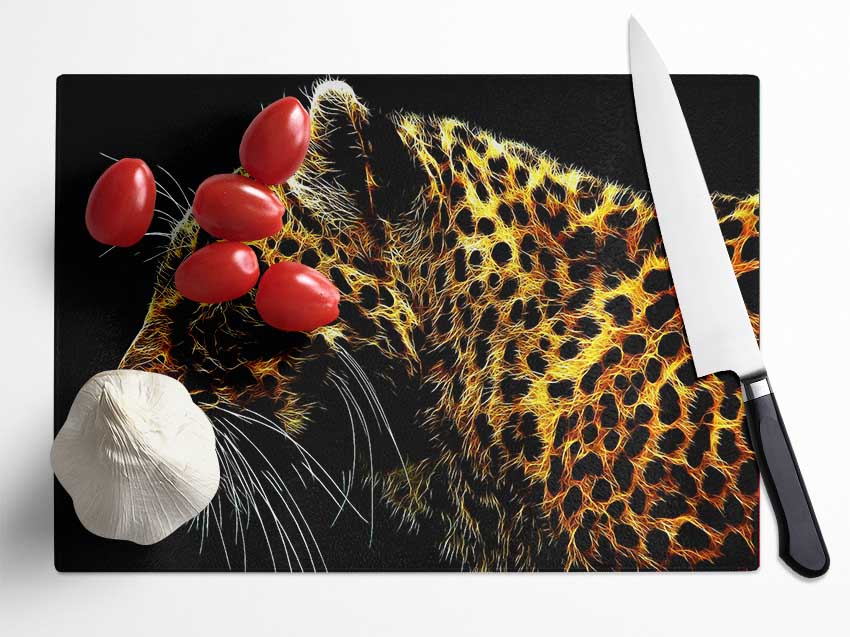 Golden Cheetah Glass Chopping Board