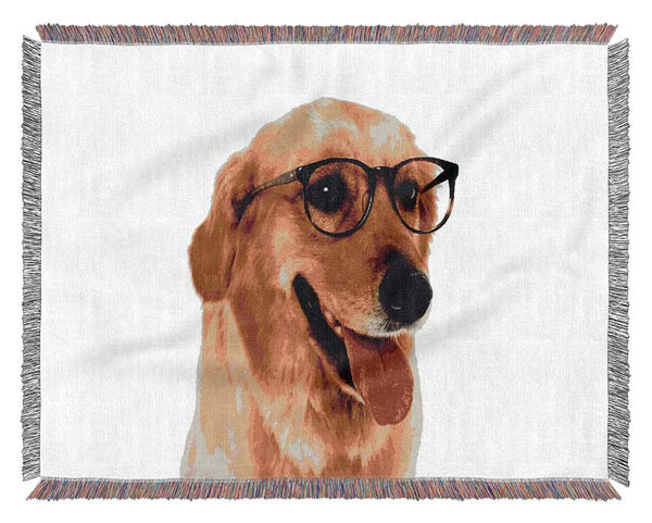 Golden Retriever Nerd Woven Blanket