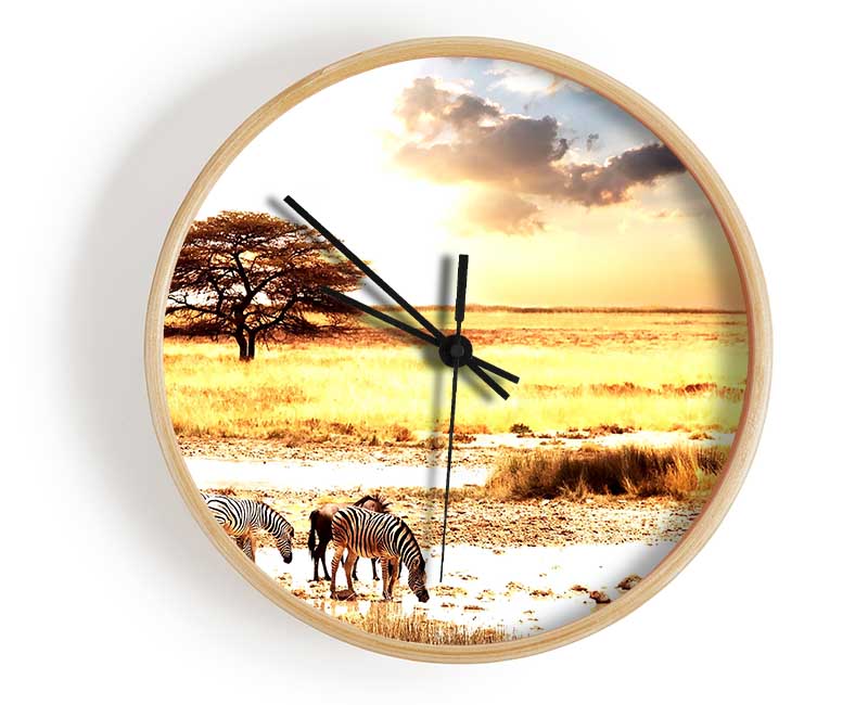 Herd Of Zebras Clock - Wallart-Direct UK