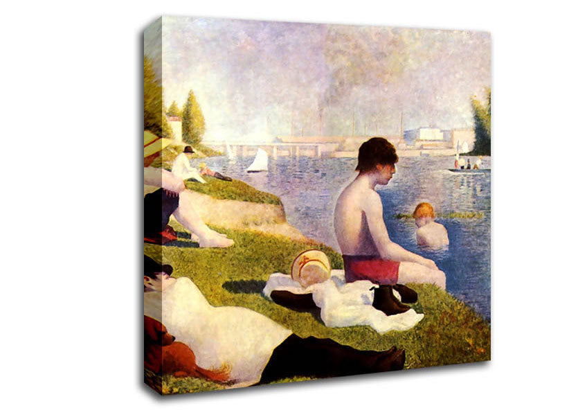 Picture of Seurat A Swimming Pool In Asnie`re Square Canvas Wall Art