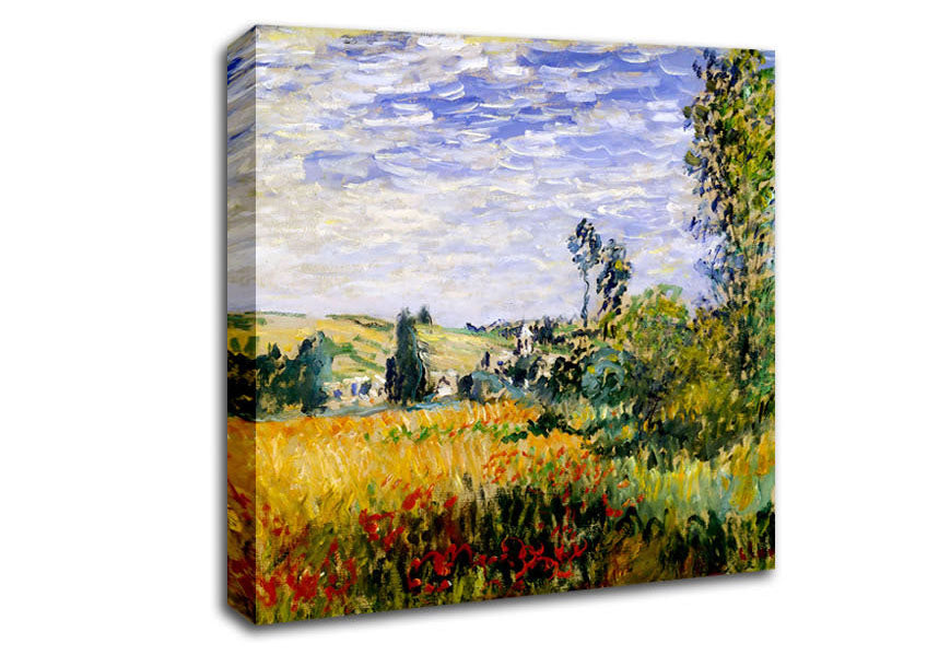 Picture of Claude Monet Fields Square Canvas Wall Art