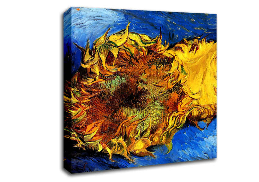 Picture of Van Gogh Two Cut Sunflowers 3 Square Canvas Wall Art