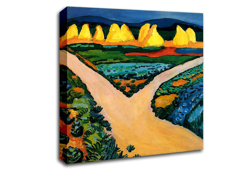 Picture of August Macke Vegetable Fields Square Canvas Wall Art