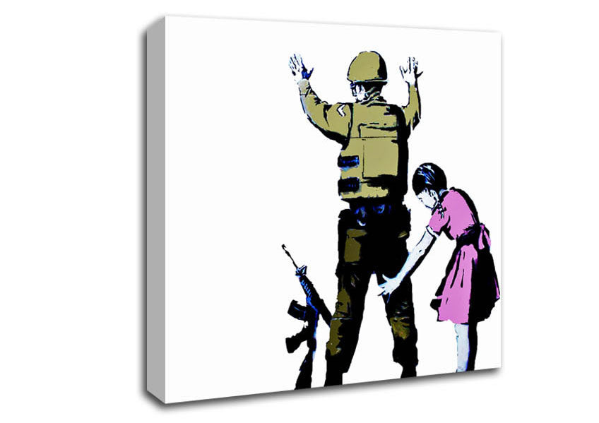 Picture of Child Frisking Soldier Square Canvas Wall Art