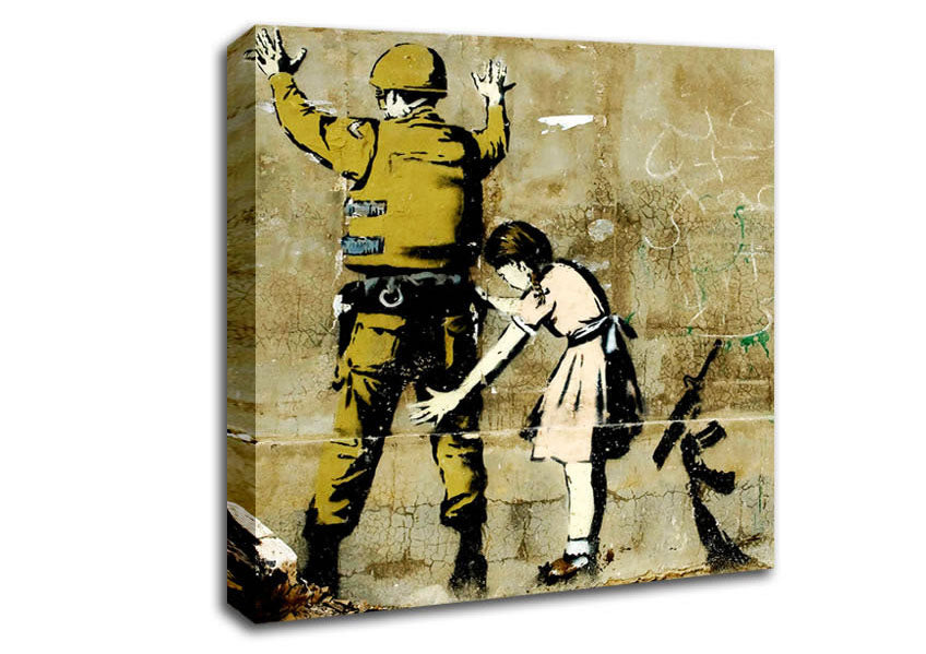 Picture of Child Searching Soldier Square Canvas Wall Art