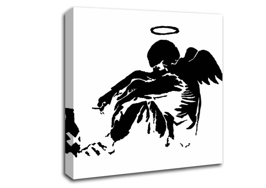 Picture of Fallen Angel Black White Square Canvas Wall Art