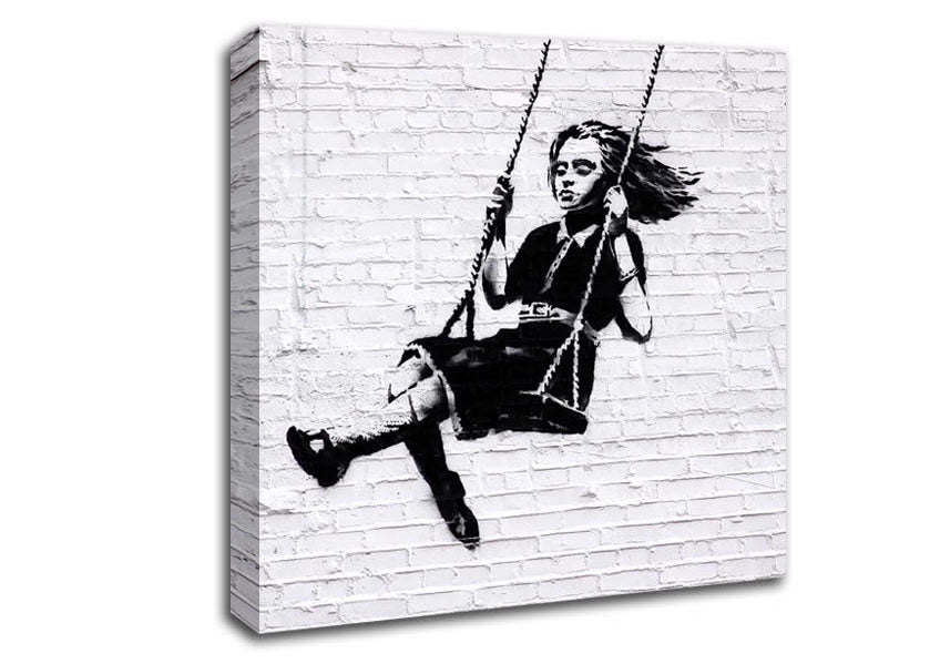 Picture of Girl On Swing Square Canvas Wall Art