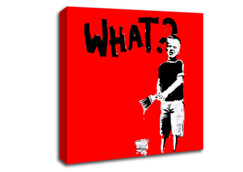 Picture of Graffiti Kid What Red Square Canvas Wall Art