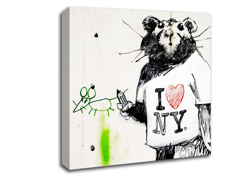 Picture of I Love New York Rat Square Canvas Wall Art