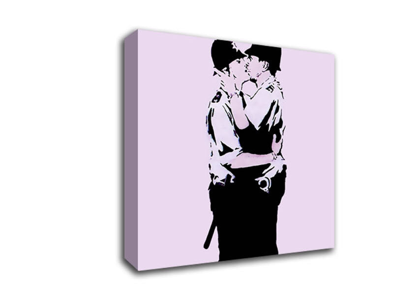 Picture of Kissing Coppers Pink Square Canvas Wall Art