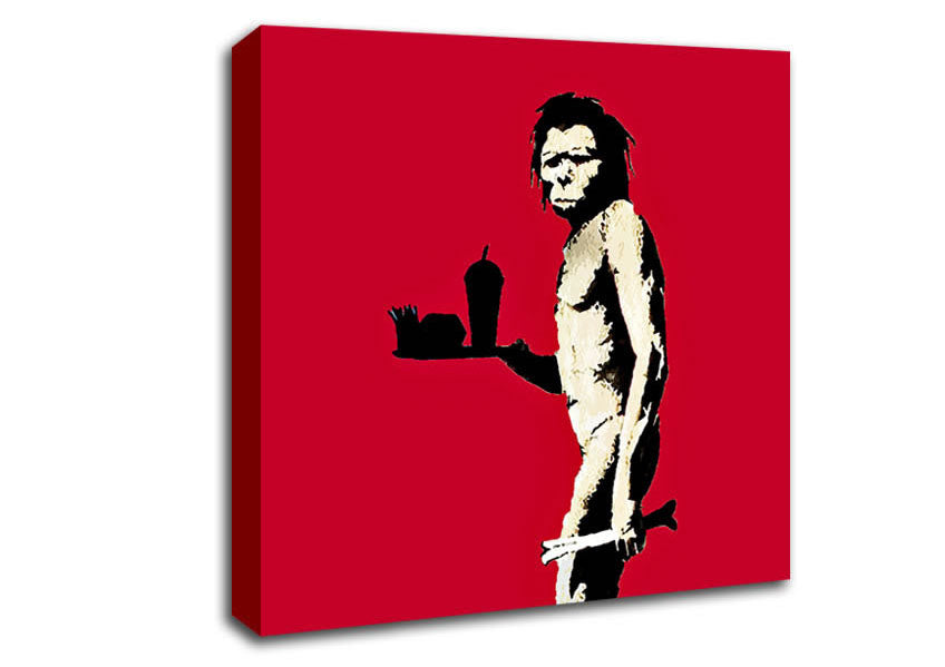 Picture of Mcdonalds Caveman Red Square Canvas Wall Art