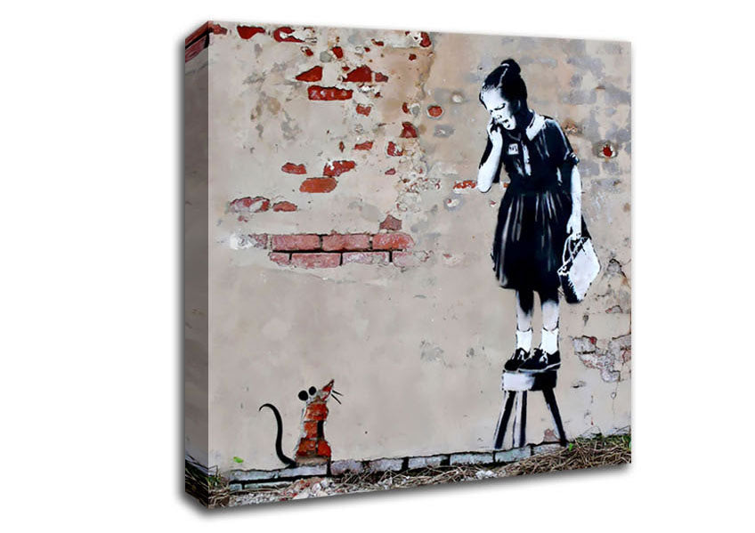 Picture of Scared Of The Mouse Square Canvas Wall Art